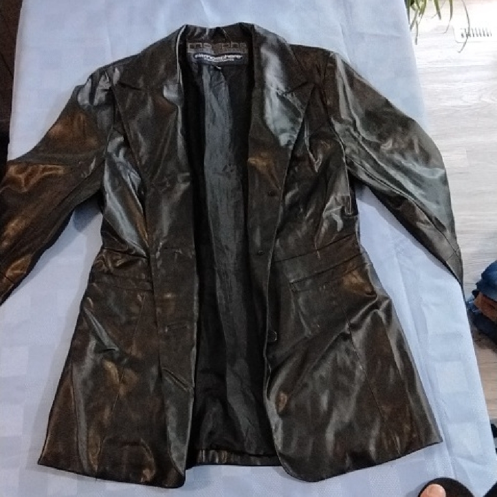 Atmosphere Black Leather Jacket Classic Fitted Design